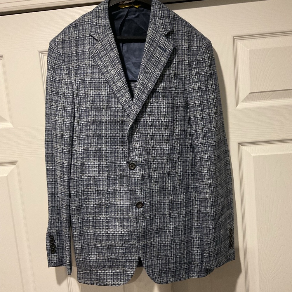 Canali Kei Jacket Blue Tweed Plaid Silk Wool Sport Coat Blazer Suit Jacket Lknew View 6